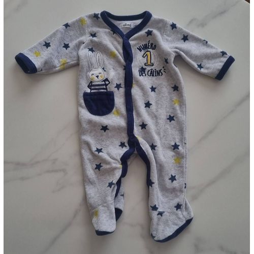 Pyjama Dors-Bien En Velours Gemo Gris Motif Étoile Taille 3 Mois