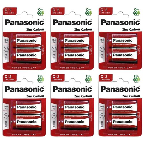 Panasonic Lot de 6 Blisters de 2 piles RED ZINC R14