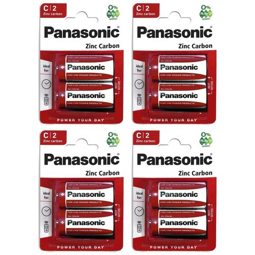 Panasonic Lot de 4 Blisters de 2 piles RED ZINC R14