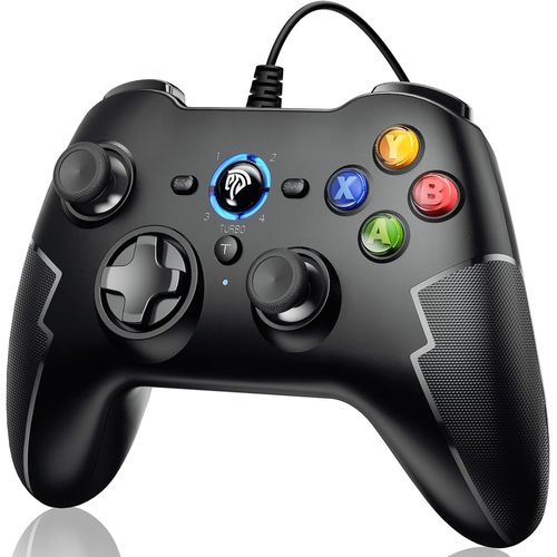 Manette Pc, Manette Filaire Pour Pc Windows 7/8/10/Xp Joystick Pc Gamepad Usb Avec Double Vibration Et Déclencheurs Pour Pc Windows/Ps3/Android Tv Box/Tesla/Steam