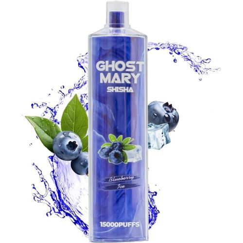 Sans Nicotine Shisha Vape, 15000 Bouffées, Type-C Rechargeables, Cigarettes Électroniques Rechargeables, E-liquide 0mg Nicotine, 3 Saveurs Fruitées Riches (BLUEBERRY ICE)