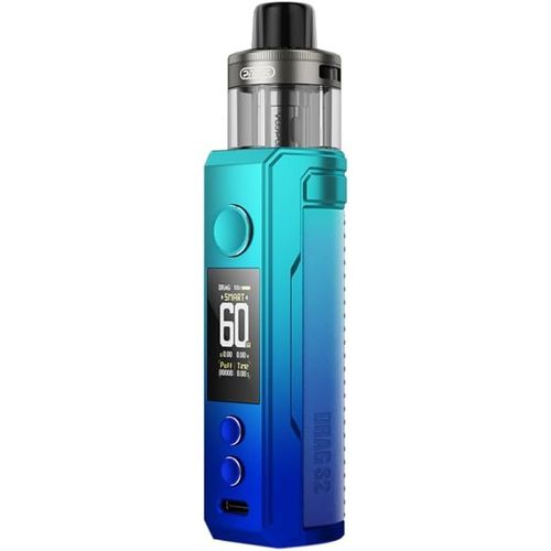 Box Drag S2 Kit Vape VO-OPOO 60 W (Bleu Neige) 2500mAh Batterie Intégré Cartouche PnP X Pod DTL 5 ml Résistances PnP X Coil 0,2/0,3ohm Vaporisateur E-Cigarette Kit DRAG S2 Original - No Nicotine