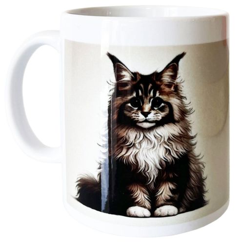 Mug En Céramique Blanche Main Coon