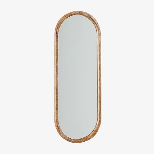 Miroir mural ovale en bois de manguier Munya 30 x 80 cm