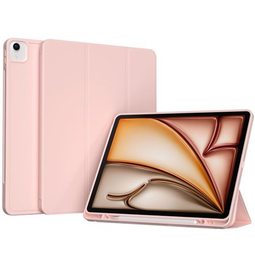 Accezz Étui De Téléphone Portefeuille Smart Silicone Ipad Air 13 Pouces (2024) M2 Rose