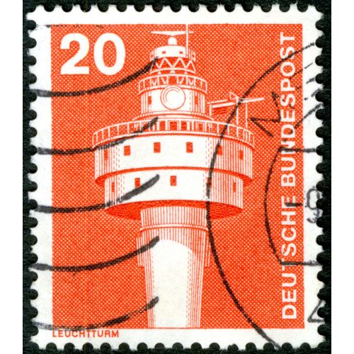 Timbre Oblitéré Deutsche Bundespost, Leuchtturm, 20