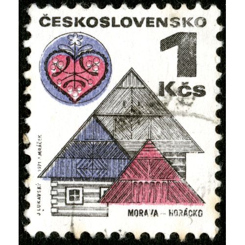 Timbre Oblitéré Ceskoslovensko, Morava-Horacko, 1 Kcs, 1971