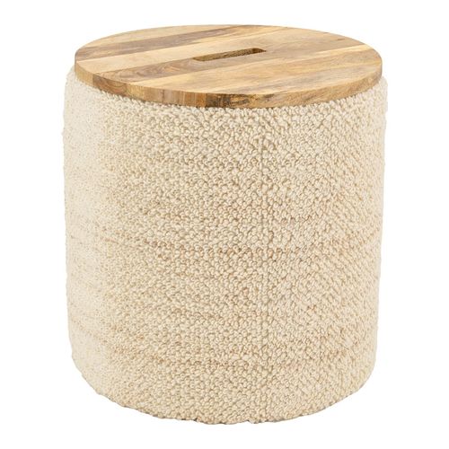 Pouf / Coffre En Laine Et Manguier
