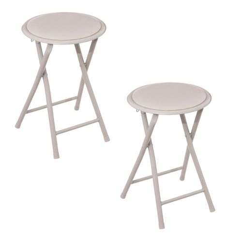 Lot De 2 Tabourets D'appoint Pliables En Pvc - Beige