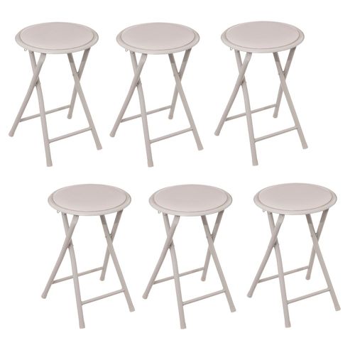 Lot De 6 Tabourets D'appoint Pliables En Pvc - Beige