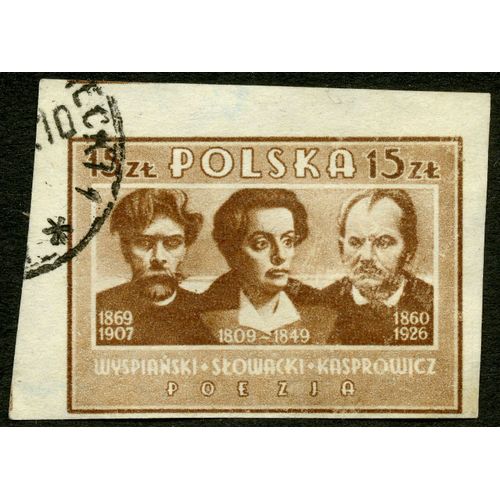 Timbre Oblitéré Polska, Wyspianski, Slowacki, Kasprowicz, Poezja, 15 Zl