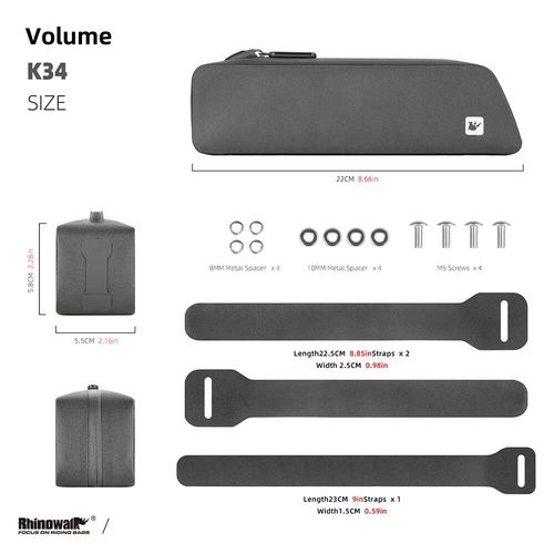 Bal Inowalk-Sac De Tube Supérieur De Vélo Avec 2,2 Monté Et Sangle,Étanche,Coupe-Vent,Faible Traînée Pour Triduvet Gravel,Vtt,Vélo De Route - Type K34-Black