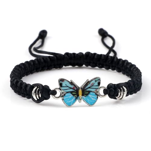 Bracelet Tressé Fait À La Main Pour Femmes,Pendentif Papillon Bleu,Bracelets À Breloques Réglables Et Bracelets,Mode Fille,Bijoux Cadeaux