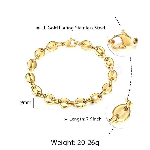 Bracelet En Grains De Café Pour Hommes Et Femmes,Chaîne À Maillons Marina,En Acier Inoxydable,Couleur Or Argent,Bijoux À La Mode,Cadeaux Lkb655,7/9/11mm