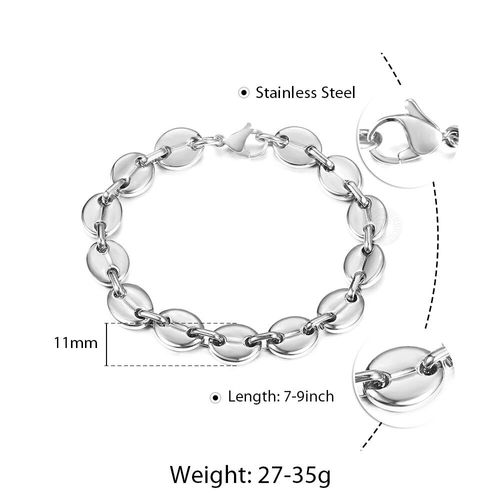 Bracelet En Grains De Café Pour Hommes Et Femmes,Chaîne À Maillons Marina,En Acier Inoxydable,Couleur Or Argent,Bijoux À La Mode,Cadeaux Lkb655,7/9/11mm