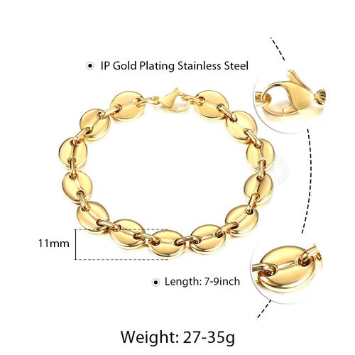 Bracelet En Grains De Café Pour Hommes Et Femmes,Chaîne À Maillons Marina,En Acier Inoxydable,Couleur Or Argent,Bijoux À La Mode,Cadeaux Lkb655,7/9/11mm