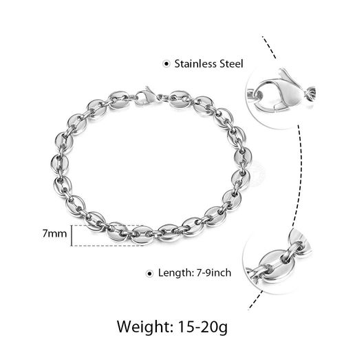 Bracelet En Grains De Café Pour Hommes Et Femmes,Chaîne À Maillons Marina,En Acier Inoxydable,Couleur Or Argent,Bijoux À La Mode,Cadeaux Lkb655,7/9/11mm