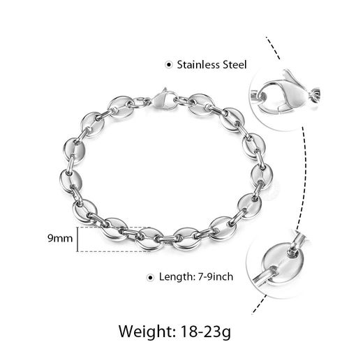 Bracelet En Grains De Café Pour Hommes Et Femmes,Chaîne À Maillons Marina,En Acier Inoxydable,Couleur Or Argent,Bijoux À La Mode,Cadeaux Lkb655,7/9/11mm