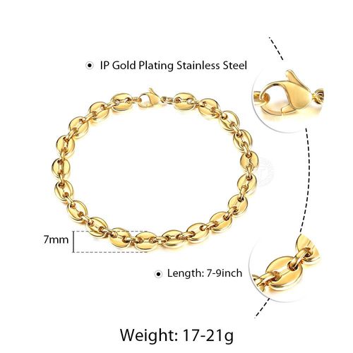 Bracelet En Grains De Café Pour Hommes Et Femmes,Chaîne À Maillons Marina,En Acier Inoxydable,Couleur Or Argent,Bijoux À La Mode,Cadeaux Lkb655,7/9/11mm