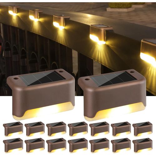 Lampe Solaire Jardin, [Lot De 16] Led Lumière Marche Exterieur Lampes Solaires Pour Escalier Étanche Éclairage Pour Pont Clôture Cour Terrasse Carport Allée Piscine Chemins Patio, Blanc Chaud
