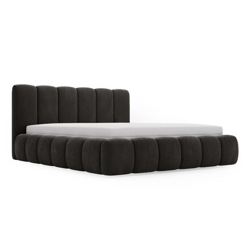 Lit Rembourré Avec Rangement Velours Noir 180x200