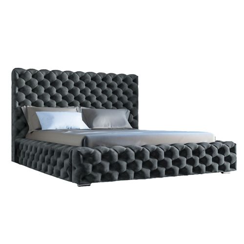 Lit Rembourré Avec Rangement Velours Noir 120x200