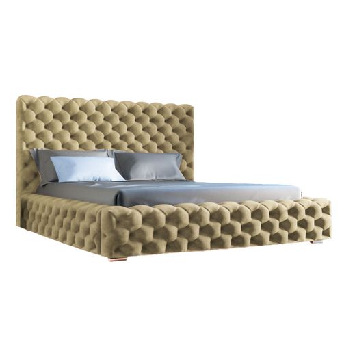 Lit Rembourré Avec Rangement Velours Beige 120x200