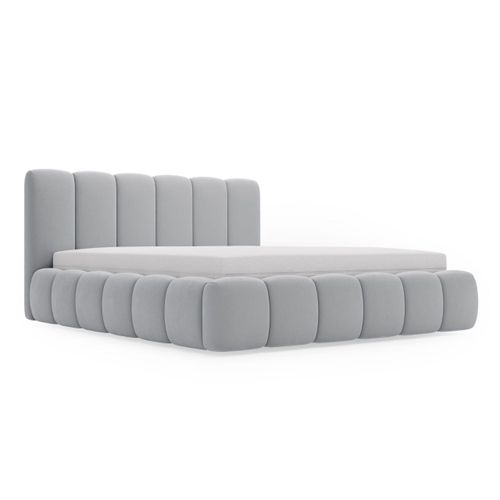 Lit Rembourré Avec Rangement Velours Gris Clair 160x200