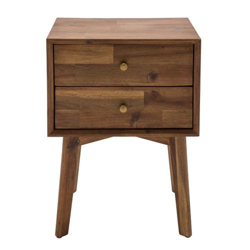 Chevet 2 Tiroirs En Acacia Massif - L64 Cm