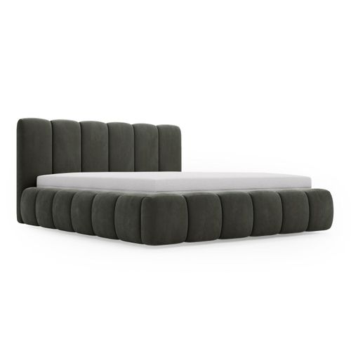 Lit Rembourré Avec Rangement Velours Gris Foncé 180x200