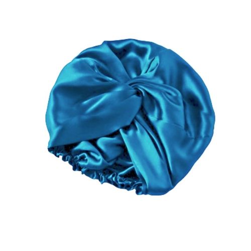 Bonnet De Nuit 100% Soie De Mûrier, Bonnet De Nuit En Soie Double Couche Bleu