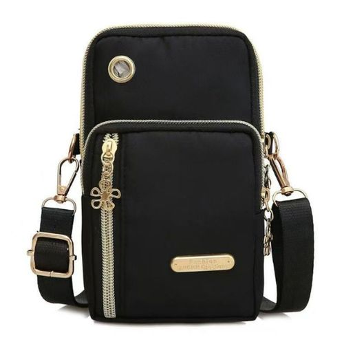 Sac À Bandoulière Pour Téléphone Portable Pour Femme, Sac À Bandoulière Léger En Tissu Oxford Le Noir