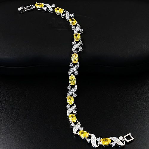 Bracelet En Chaîne Avec Feuilles De Cristal Vert Pour Filles,Élégant Et Délicat,Bijoux De Fête,Cadeau De Tennis,Accessoires De Mariage
