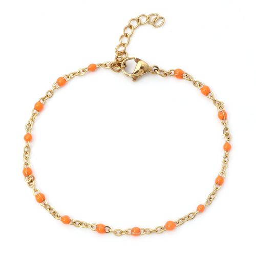 Bracelets À Maillons En Acier Inoxydable 304 Pour Femme,Bijoux En Émail Multicolore,Cadeau,17cm De Long,1 Pièce