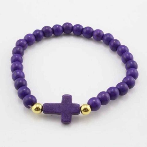 Bracelets De Croix De Perles De Pierre De Charme Pour Les Femmes Et Les Hommes,Bracelet De Boule Perlée Colorée,Fête Faite À La Main,Bijoux De Mode