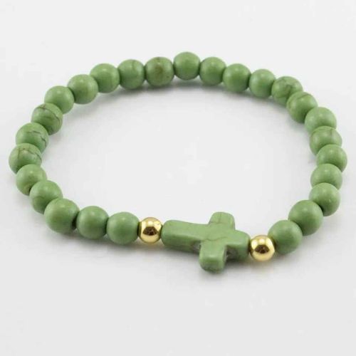 Bracelets De Croix De Perles De Pierre De Charme Pour Les Femmes Et Les Hommes,Bracelet De Boule Perlée Colorée,Fête Faite À La Main,Bijoux De Mode