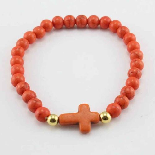 Bracelets De Croix De Perles De Pierre De Charme Pour Les Femmes Et Les Hommes,Bracelet De Boule Perlée Colorée,Fête Faite À La Main,Bijoux De Mode