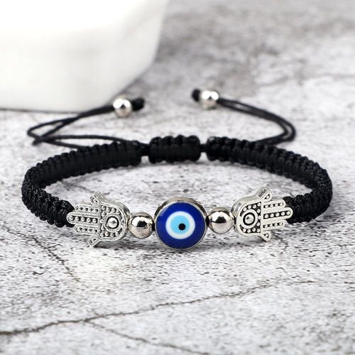 Bracelet Pendentif Main De Fatima Pour Hommes Et Femmes,Bleu Turc,Mauvais ?il,Ultressée Rouge Porte-Bonheur,Bijoux De Couple Réglables Faits À La Main