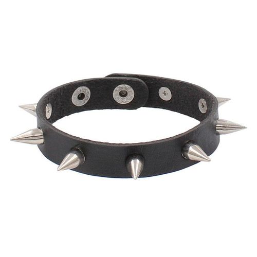 Bracelet En Cuir Noir Pour Hommes Et Femmes,Mode Punk,Bracelet En Métal Risale,Breloque À Goujon,Bracelet Rond Des Années 80,Bijoux Gothiques Rock
