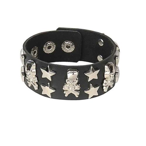 Bracelet En Cuir Pu Clouté Pour Homme Et Femme,Punk,Gothique,Steampunk,Noir,Rivet À Pointes,Manchette,Unisexe,Années 80