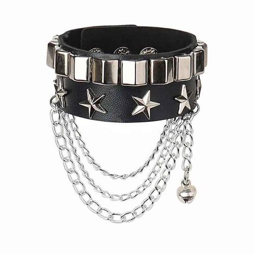 Bracelet En Cuir Pu Clouté Pour Homme Et Femme,Punk,Gothique,Steampunk,Noir,Rivet À Pointes,Manchette,Unisexe,Années 80