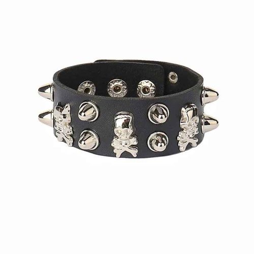 Bracelet En Cuir Pu Clouté Pour Homme Et Femme,Punk,Gothique,Steampunk,Noir,Rivet À Pointes,Manchette,Unisexe,Années 80