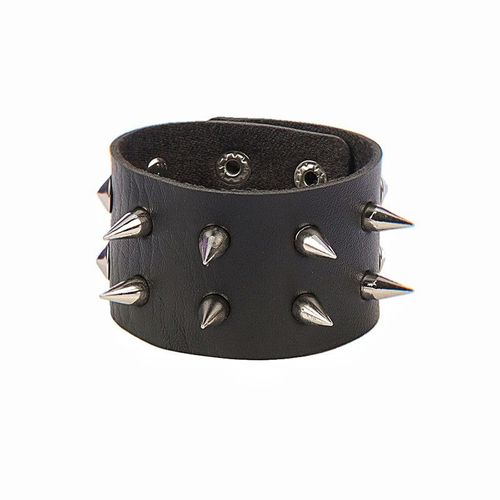 Bracelet En Cuir Noir Pour Hommes Et Femmes,Mode Punk,Bracelet En Métal Risale,Breloque À Goujon,Bracelet Rond Des Années 80,Bijoux Gothiques Rock