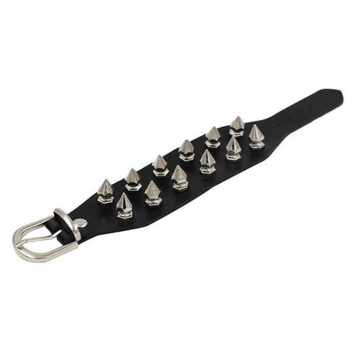 Bracelet En Cuir Noir Pour Hommes Et Femmes,Mode Punk,Bracelet En Métal Risale,Breloque À Goujon,Bracelet Rond Des Années 80,Bijoux Gothiques Rock