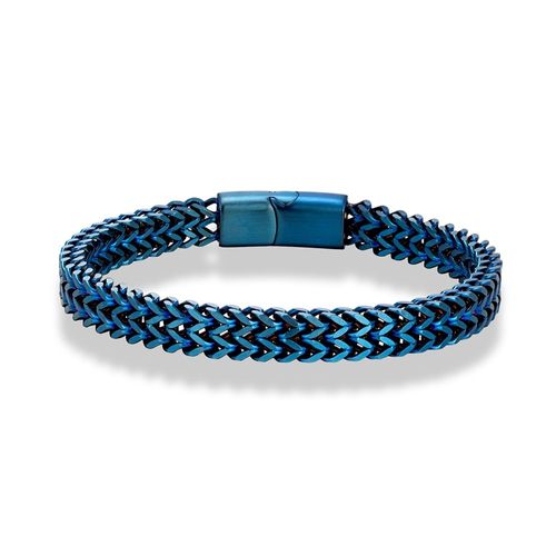 Mkenjazz-Bracelets Gourmette En Acier Inoxydable Pour Hommes Et Femmes,Bijoux De Motard Hip Hop,Cadeaux Bleus,8mm