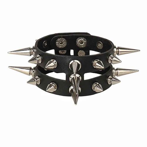 Bracelet En Cuir Pu Clouté Pour Homme Et Femme,Punk,Gothique,Steampunk,Noir,Rivet À Pointes,Manchette,Unisexe,Années 80