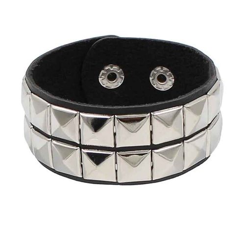 Bracelet En Cuir Pu Clouté Pour Homme Et Femme,Punk,Gothique,Steampunk,Noir,Rivet À Pointes,Manchette,Unisexe,Années 80