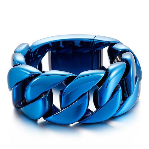 Bracelets De Motard En Acier Inoxydable Pour Hommes Et Femmes,Bracelet Jonc Bleu,Gourmette Cubaine,Hip-Hop,Arc-En-Ciel,Bijoux De Vélo,31mm,Rappunk