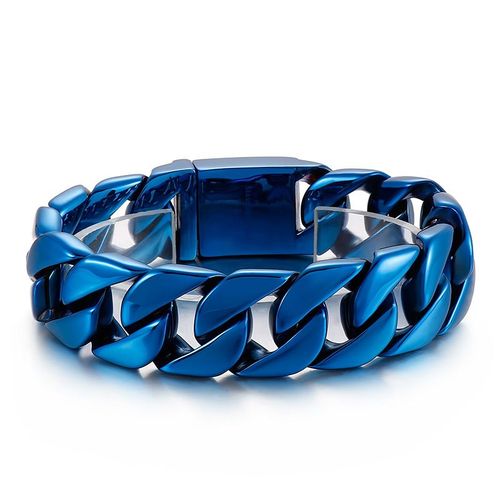 Bracelets De Motard En Acier Inoxydable Pour Hommes Et Femmes,Bracelet Jonc Bleu,Gourmette Cubaine,Hip-Hop,Arc-En-Ciel,Bijoux De Vélo,31mm,Rappunk