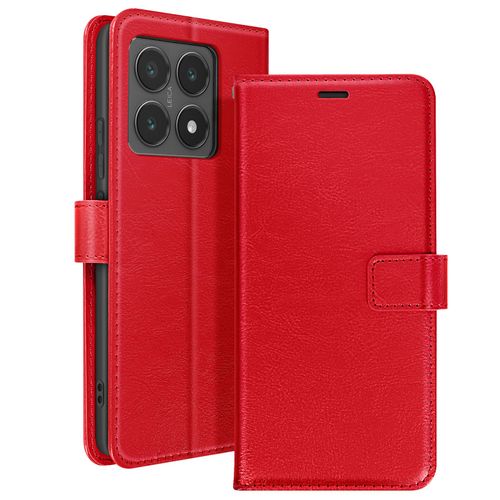 Étui pour Xiaomi 14T Portefeuille avec Dragonne Mayaxess Rouge